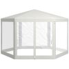 Outsunny 13' x 11' Sun Shelter, Hexagon with Mesh Screen Walls, Cream White for Outdoor Parties