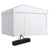 Outsunny 10x10 Pop Up Canopy Tent with Mesh Windows Reflective Top for Sun Protection Instant Shelter Adjustable Heights for Events White