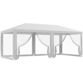 Outsunny 20' x 10' Outdoor Party Tent Gazebo Wedding Canopy with Removable Mesh Sidewalls, White