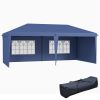 Outsunny 10x20 Pop Up Canopy Party Tent, Outdoor Canopy with 4 Sidewalls, Blue, Carry Bag Included for Events
