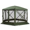 Outsunny 6-Sided Hexagon Pop Up Party Tent Gazebo with Mesh Netting Walls & Shaded Interior, 12' x 12', Green