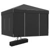 Outsunny 10'x10' Pop Up Canopy with 2 Mesh Windows, Reflective Top, Instant Shelter Gazebo with Adjustable Heights, Black