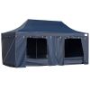 Outsunny 10x20 Pop Up Canopy, 7 Removable Sidewalls, Privacy Features, Roller Bag, Upgraded Frame, Blue