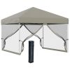 Outsunny 10' x 10' Pop Up Canopy Tent, Tents for Parties with Netting and Wheeled Carry Bag, Height Adjustable, sidewalls
