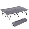 Outsunny 2 Person Folding Camping Cot for Adults, 50" Extra Wide Outdoor Portable Sleeping Cot with Carry Bag, Beach Hiking
