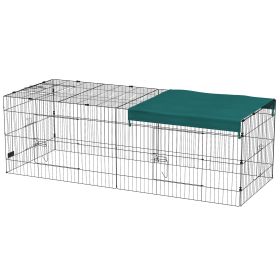 PawHut 87" Small Animal Playpen with with Roof for Rabbits, Chicken, Chinchillas for Indoor/Outdoor Use, Green