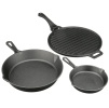 Ozark Trail 4-Piece Cast Iron Skillet Set with Handles and Griddle, Pre-Seasoned, 6", 10.5", 11"