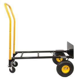 Hand Truck Dual Purpose 2 Wheel Dolly Cart and 4 Wheel Push Cart with Swivel Wheels 330 Lbs Capacity Heavy Duty Platform Cart for Moving/Warehous