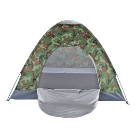 Camouflage Camping Tent for 3 to 4 Person Portable Outdoor Shelter with Silver Coated Fabric and Fiberglass Poles Lightweight Waterproof Foldable Tent