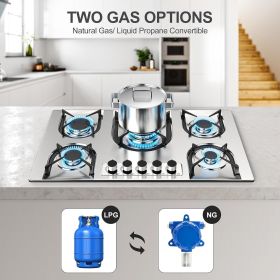 36 inch Gas Cooktop, Gas Stove Top with 5 High Efficiency Burners, Propane Stove Top Built-in Stainless Steel Gas Hob with Thermocouple Protectio