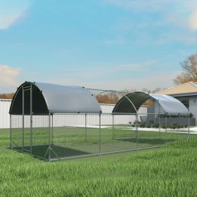 Large metal chicken coop upgrade three support steel wire impregnated plastic net cage, Oxford cloth silver plated waterproof UV protection