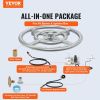 VEVOR Round Drop-in Fire Pit Pan 12 inch, Stainless Steel Fire Pit Burner Kit, Natural & Propane Gas Fire Pan with 92