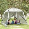 Outsunny 10'x10' Mesh Tent w/ 2 Doors Carry Bag and Breathable Walls, UV50+ Protection Screen House, Easy Setup and Pack, White