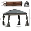 Outsunny Outdoor Patio Pop Up Canopy Gazebo Shelter with Zipper Netting, Carry Bag, 10.7'x10.7'x8.9', Dark Gray