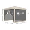 Outsunny Pop Up Canopy Tent 10x10 Instant Sun Shelter with Netting Windows Carry Bag Adjustable Height