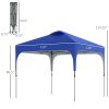 Outsunny Portable Gazebo Tent: 10x10 ft Blue Pop-Up with Carry Bag, Wheels & Adjustable Height