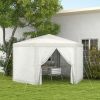 Outsunny 13' x 11' Sun Shelter, Hexagon with Mesh Screen Walls, Cream White for Outdoor Parties