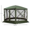 Outsunny 6-Sided Hexagon Pop Up Party Tent Gazebo with Mesh Netting Walls & Shaded Interior, 12' x 12', Green