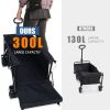Foldable Wagon with Extended Tailgate, Extra Long Extender Wagon Cart,Beach Wagon Cart Heavy Duty 400LBS with Large All-Terrain Beach Wheels
