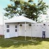 Outsunny 10' x 10' Pop Up Canopy Tent w/ Sidewall, Height Adjustable Instant Sun Shelter w/ Storage Pockets, White