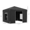 Outsunny 10'x10' Pop Up Canopy with 2 Mesh Windows, Reflective Top, Instant Shelter Gazebo with Adjustable Heights, Black