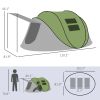 Outsunny Pop Up Tent with Porch and Carry Bag, 3000mm Waterproof, for 2-3 People Camping Hiking, Green