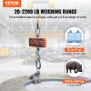 VEVOR Digital Crane Scale, 2200 lbs/1000 kg, Industrial Heavy Duty Hanging Scale with Remote Control, Cast Aluminum Case & LED Screen