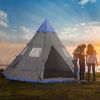 Outsunny Large 6-Person Metal Teepee Camping Tent with Weather Protection Portable Design and Included Carrying Bag