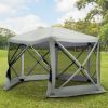 Outsunny Shaded Sanctuary: 6-Sided Hexagon Pop Up Party Tent with Mesh Netting, Beige