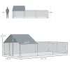 PawHut Metal Chicken Coop Large Chicken Run with Waterproof and Anti-UV Cover, Lockable Door, for Outdoor and Yard, 19.7' x 9.8' x 6.4'