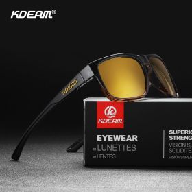 KDEAM New Polarized Men's Sunglasses Square Outdoor Photochromic Sun Glasses Women Non-Slip Nose Pad Full Accessories Included (Lenses Color: C1 Mirror Gold, Frame Color: BOX and CASE)