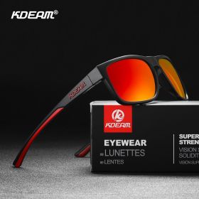 KDEAM New Polarized Men's Sunglasses Square Outdoor Photochromic Sun Glasses Women Non-Slip Nose Pad Full Accessories Included (Lenses Color: C4 Mirror Red, Frame Color: BOX and CASE)