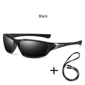 Men And Women Outdoor Sports Polarized Sunglasses With Chain Cycling Climbing Skiing Fishing Vintage Sun Glasses UV400 Eyewear (Lenses Color: ChainD23(Black))