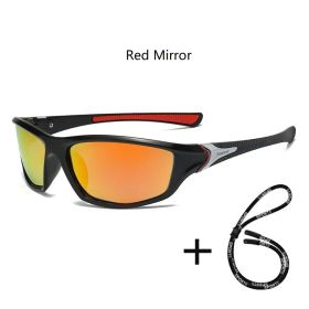 Men And Women Outdoor Sports Polarized Sunglasses With Chain Cycling Climbing Skiing Fishing Vintage Sun Glasses UV400 Eyewear (Lenses Color: ChainD23(Red Mirror))