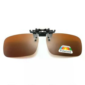 Polarized Clip Sunglasses Myopia Glasses Clip Driver Fishing Outdoor Cycling Night Vision Myopia Clip-on Sun Shading Eyeglasses (Lenses Color: Brown, Frame Color: L Size)