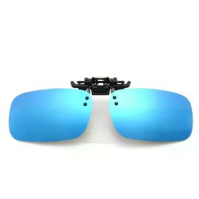 Polarized Clip Sunglasses Myopia Glasses Clip Driver Fishing Outdoor Cycling Night Vision Myopia Clip-on Sun Shading Eyeglasses (Lenses Color: Blue, Frame Color: S Size)
