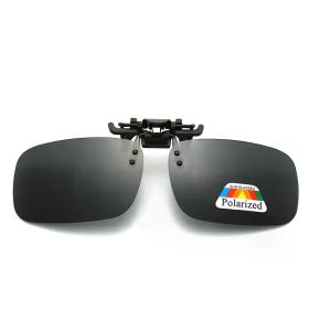 Polarized Clip Sunglasses Myopia Glasses Clip Driver Fishing Outdoor Cycling Night Vision Myopia Clip-on Sun Shading Eyeglasses (Lenses Color: Black, Frame Color: S Size)