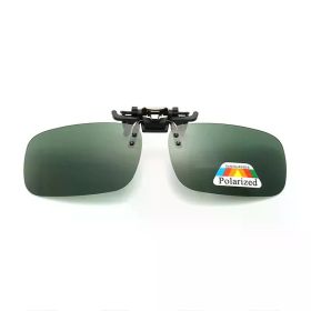 Polarized Clip Sunglasses Myopia Glasses Clip Driver Fishing Outdoor Cycling Night Vision Myopia Clip-on Sun Shading Eyeglasses (Lenses Color: Deep Green, Frame Color: S Size)
