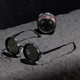 ND9 Adjustable Dimming Sun Glasses Men Women Polarized Round Sunglasses Retro Punk Men's Fishing Eyeglasses Outdoor Shades UV400 (Lenses Color: Black)