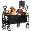 Heavy Duty Collapsible Wagon Cart - Large Capacity Foldable Beach Cart for Camping, Sports,Shopping & More , Portable & Easy to Store