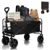 Heavy Duty Collapsible Wagon Cart - Large Capacity Foldable Beach Cart for Camping, Sports,Shopping & More , Portable & Easy to Store